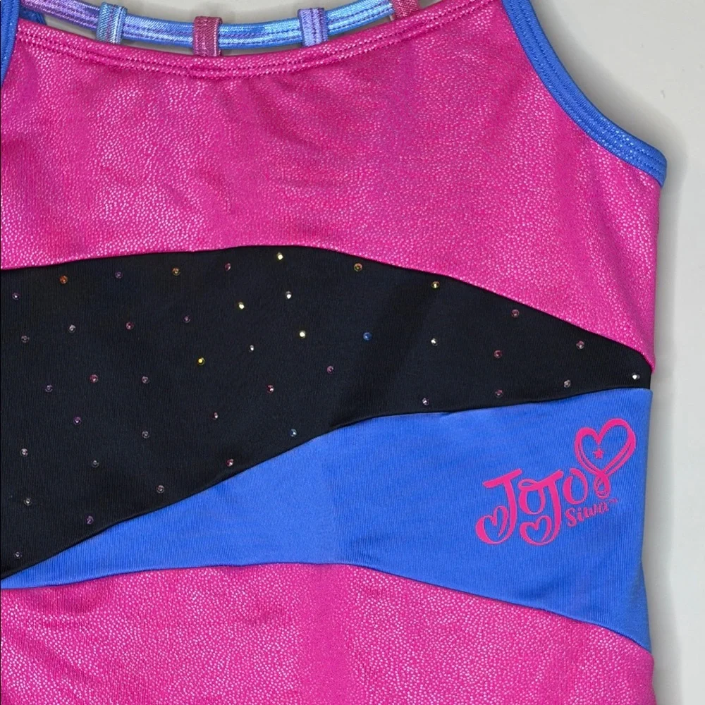 Danskin Jojo Siwa Girls Shimmery Pink Blue Black Leotard Size 12/14